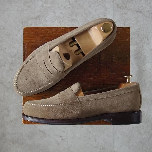 未使用★ジャランスリワヤ SIZE 7.5【定価￥35,200-★コインローファー/BEAMS LIGHTS別注】スエード/薄茶/メンズ/JALAN SRIWIJAWA★k092