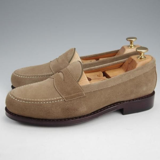 未使用★ジャランスリワヤ SIZE 7.5【定価￥35,200-★コインローファー/BEAMS LIGHTS別注】スエード/薄茶/メンズ/JALAN SRIWIJAWA★k092