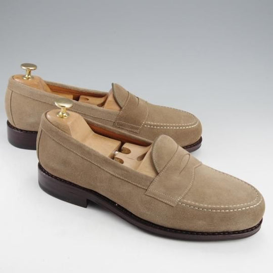 未使用★ジャランスリワヤ SIZE 7.5【定価￥35,200-★コインローファー/BEAMS LIGHTS別注】スエード/薄茶/メンズ/JALAN SRIWIJAWA★k092