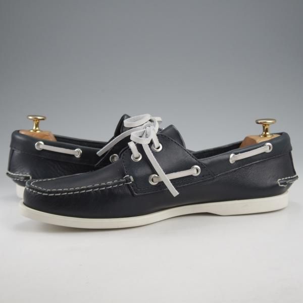 未使用★三陽山長 Lサイズ(UK8.5程度)【定価￥25,300-★デッキシューズ/紺】モカシン/オイルドレザー/メンズ/Sanyo Yamacho★k093