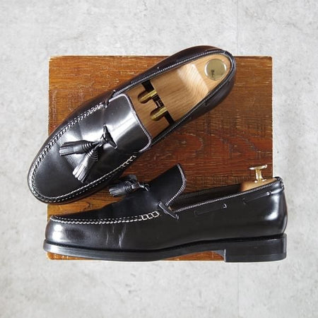 極上★(伊)F.LLIジャコメッティ SIZE 40.5【★タッセルローファー/FG107】(仏)デュプイ社のカーフ/Luigino/黒/Giacometti★k097