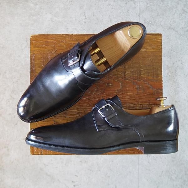 極美品★ジョンロブ SIZE 41/UK7程度【貴重★エルメス別注/HERMES/モンクストラップ】H103ラスト/JARVIS/黒/JOHN LOBB★k104