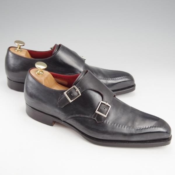 美品★(伊)シルヴァノ・ラッタンジ SIZE 5.5【ハンドソーンウェルテッド製法★シャドウステッチ/ダブルモンク】カーフ/黒/メンズ★k105