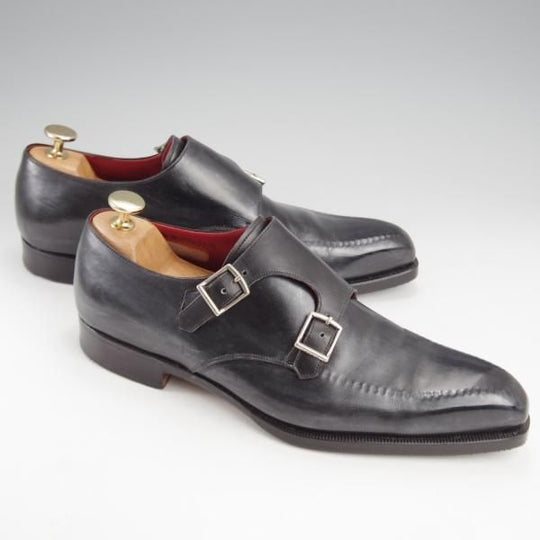 美品★(伊)シルヴァノ・ラッタンジ SIZE 5.5【ハンドソーンウェルテッド製法★シャドウステッチ/ダブルモンク】カーフ/黒/メンズ★k105