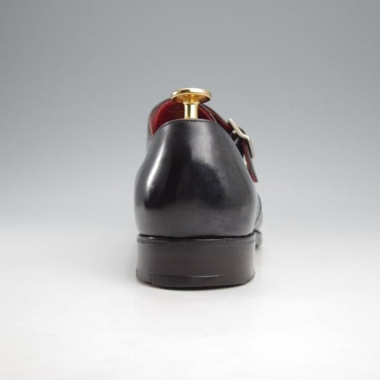 美品★(伊)シルヴァノ・ラッタンジ SIZE 5.5【ハンドソーンウェルテッド製法★シャドウステッチ/ダブルモンク】カーフ/黒/メンズ★k105
