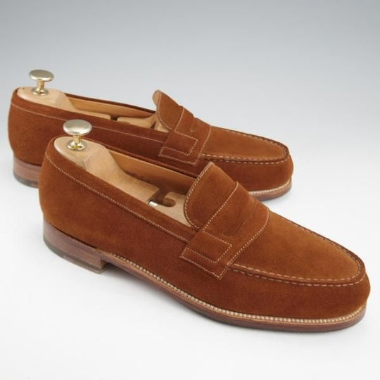 極美品★J.M.ウエストン 6C【現行定価￥137,500-★180/コインローファー】41ラスト/スエード/茶/Weston/ウェストン★k107