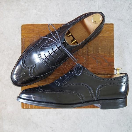 極上★チャーチ 90F/UK9【旧チャーチ★3都市ロゴ/84ラスト】フルブローグ/黒/カーフ/メンズ/Church's★k108