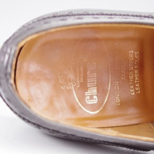 極上★チャーチ 90F/UK9【旧チャーチ★3都市ロゴ/84ラスト】フルブローグ/黒/カーフ/メンズ/Church's★k108