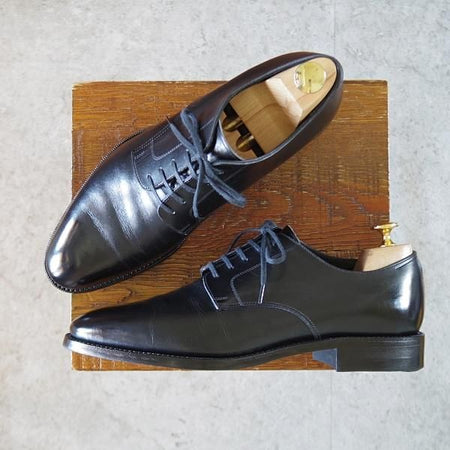 極美品★(浅草)RENDO/レンド SIZE 7【モデル定価￥68,200-★ダイナイトソール仕様/プレーントゥ/7704D】カーフ/黒/メンズ★k113