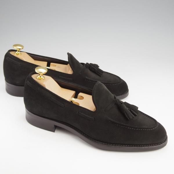 極上★三陽山長 SIZE 6【定価￥80,300-★鹿三郎/R2010ラスト】タッセルローファー/スエード/黒/ROKUSABURO/Sanyo Yamacho★k141