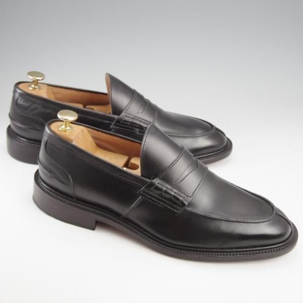 極美品★トリッカーズ SIZE 8.5【定価￥104,500-★コインローファー/JAMES】3227/カーフ/黒/メンズ/Tricker's★k142