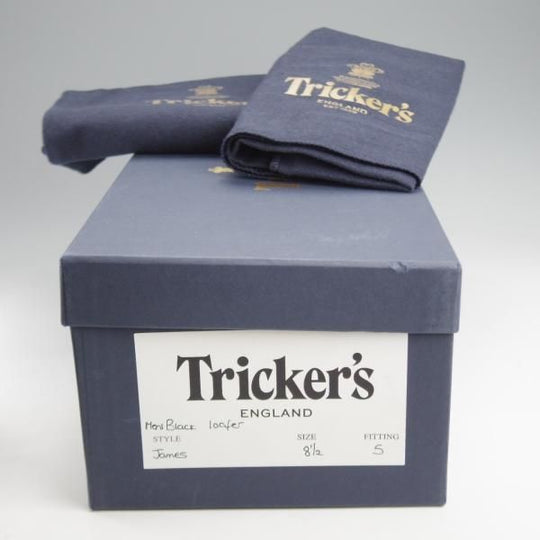 極美品★トリッカーズ SIZE 8.5【定価￥104,500-★コインローファー/JAMES】3227/カーフ/黒/メンズ/Tricker's★k142