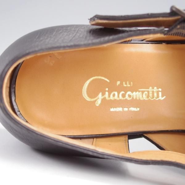 極美品★(伊)F.LLIジャコメッティ SIZE 42【定価￥143,000-★オーストリッチ/グルカサンダル/FG166】黒/メンズ/Giacometti★k147