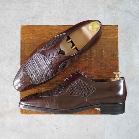 極上★(伊)アルティオリ SIZE 5.5【定価15万円以上★イントレチャート×カンガルー革】センターエラスティック/濃茶/メンズ/ARTIOLI★k150