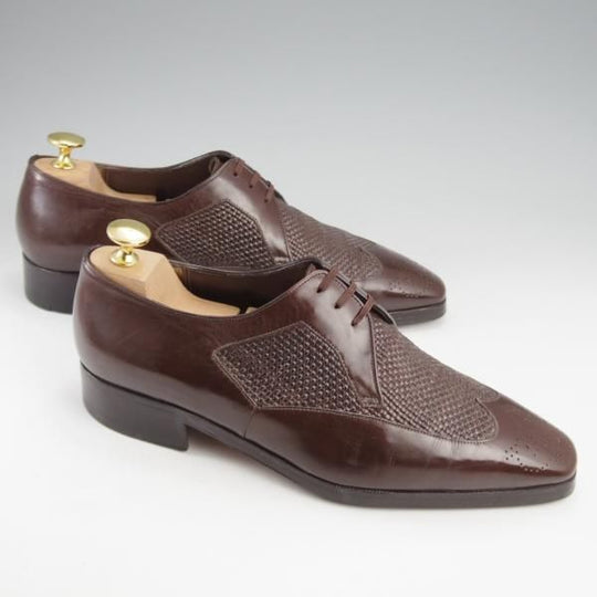 極上★(伊)アルティオリ SIZE 5.5【定価15万円以上★イントレチャート×カンガルー革】センターエラスティック/濃茶/メンズ/ARTIOLI★k150