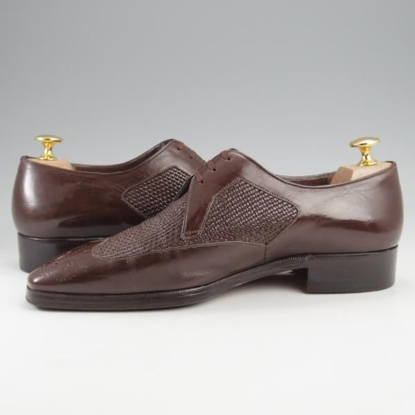 極上★(伊)アルティオリ SIZE 5.5【定価15万円以上★イントレチャート×カンガルー革】センターエラスティック/濃茶/メンズ/ARTIOLI★k150