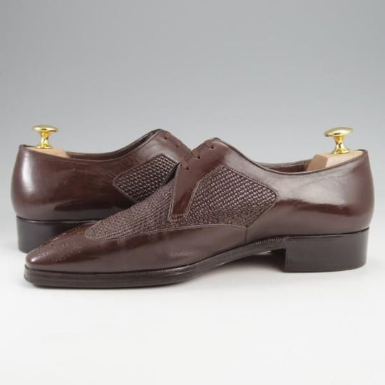 極上★(伊)アルティオリ SIZE 5.5【定価15万円以上★イントレチャート×カンガルー革】センターエラスティック/濃茶/メンズ/ARTIOLI★k150