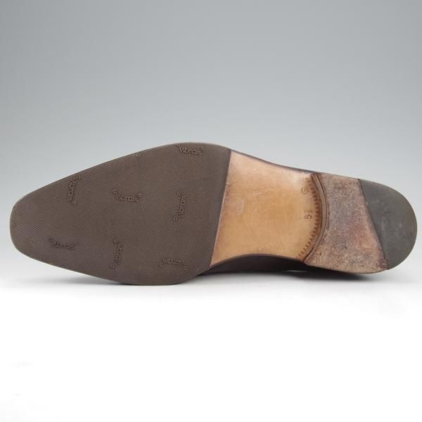 極上★(伊)アルティオリ SIZE 5.5【定価15万円以上★イントレチャート×カンガルー革】センターエラスティック/濃茶/メンズ/ARTIOLI★k150