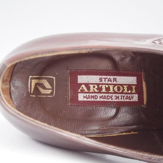 極上★(伊)アルティオリ SIZE 5.5【定価15万円以上★イントレチャート×カンガルー革】センターエラスティック/濃茶/メンズ/ARTIOLI★k150