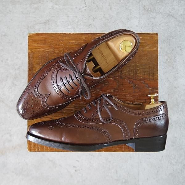 極美品★Oriental/オリエンタル SIZE 6【定価￥59,400-★ベベルドグッドイヤー/Andrew】フルブローグ/カーフ/濃茶/メンズ★k155