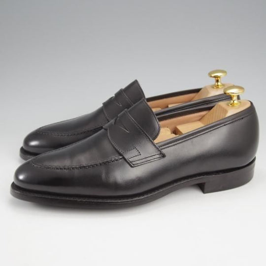 極美品★クロケット&ジョーンズ 5E【定価￥90,200-★SYDNEY/シドニー】コインローファー/CITYソール/341ラスト/黒/Crockett&Jones★k157