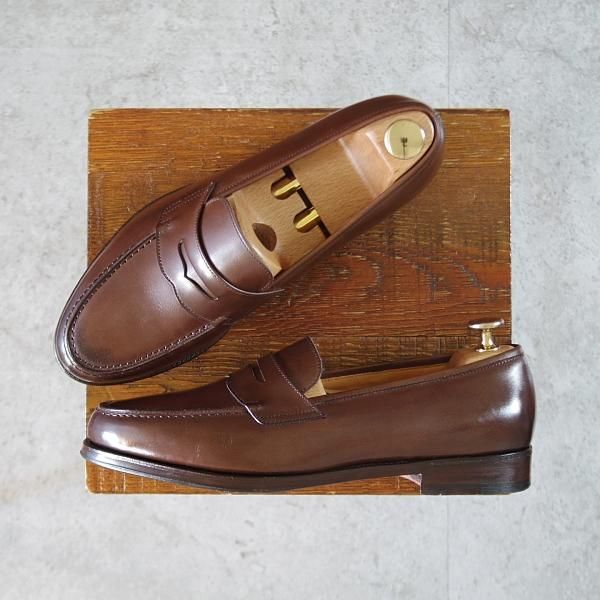 極美品★Oriental/オリエンタル SIZE 6.5【定価￥57,200-★コインローファー/ALBERS】3500/カーフ/茶/メンズ★k158