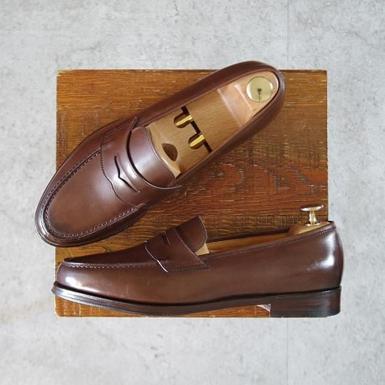 極美品★Oriental/オリエンタル SIZE 6.5【定価￥57,200-★コインローファー/ALBERS】3500/カーフ/茶/メンズ★k158