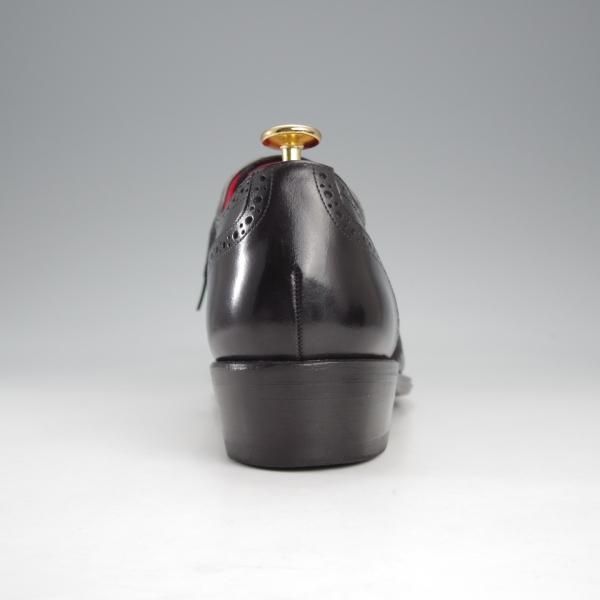 美品★宮城興業 UK7.5程度【パターンオーダー品★コンビ仕様/フルブローグ】ポリッシュレザー×ヌバック/黒/メンズ/MIYAGI KOGYO★k162