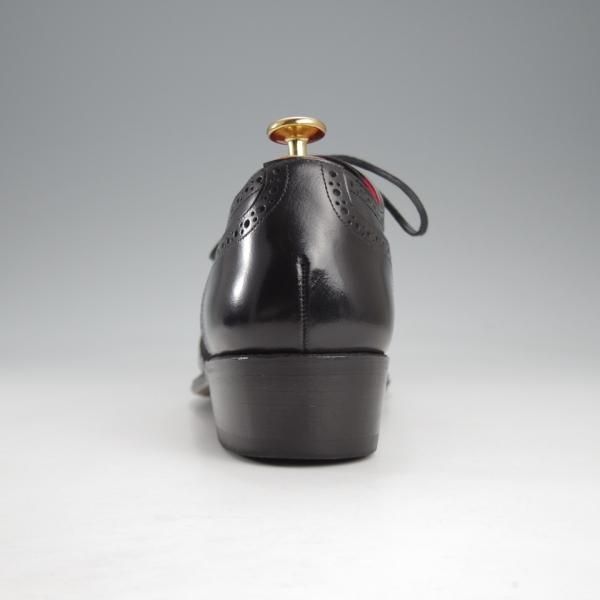 美品★宮城興業 UK7.5程度【パターンオーダー品★コンビ仕様/フルブローグ】ポリッシュレザー×ヌバック/黒/メンズ/MIYAGI KOGYO★k162