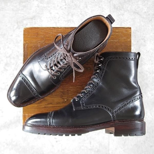 極美品★(スペイン製)CARMINA/カルミナ SIZE 5.5【モデル定価￥86,900-★レースアップブーツ/80459】オイルドレザー/黒/メンズ★k164