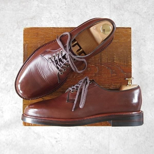 極美品★Oriental/オリエンタル SIZE 6.5【定価￥52,800-★BYRON/プレーントゥ】808ラスト/オイルドレザー/茶/メンズ★k166