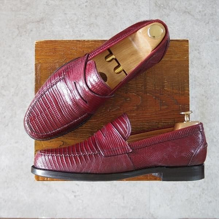 極美品★(伊)F.LLIジャコメッティ SIZE 42【現行定価￥165,000-★イグアナ(リザード)革/FG123】コインローファー/Giacometti★k178