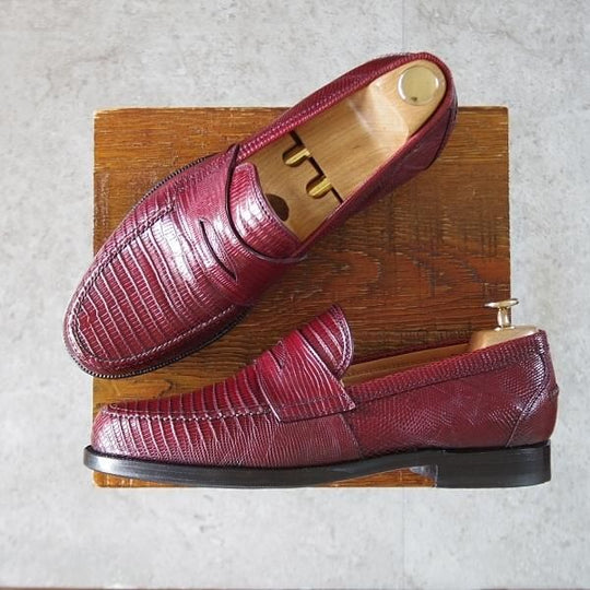 極美品★(伊)F.LLIジャコメッティ SIZE 42【現行定価￥165,000-★イグアナ(リザード)革/FG123】コインローファー/Giacometti★k178