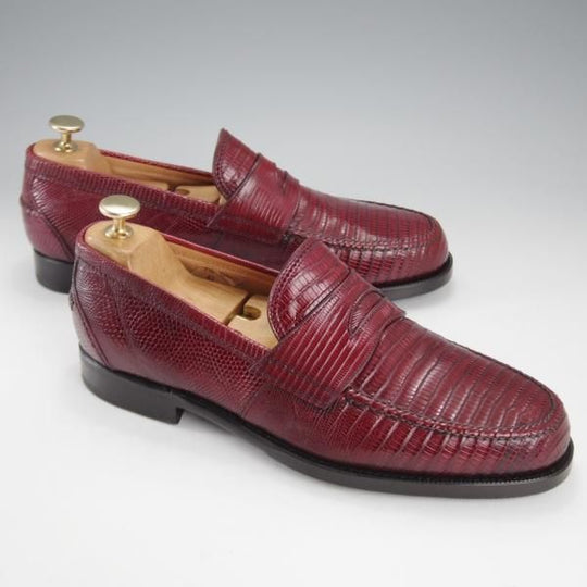 極美品★(伊)F.LLIジャコメッティ SIZE 42【現行定価￥165,000-★イグアナ(リザード)革/FG123】コインローファー/Giacometti★k178