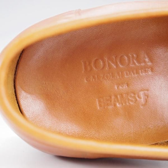極上★(伊)ボノーラ 6.5E【貴重★ハンドソーンウェルテッド製法/旧ボノーラ】BEAMS F別注/ローファー/茶/ビームス/BONORA★k187