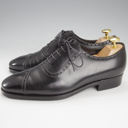 極上★銀座ヨシノヤ 23.5EE【現オーダー価格25万円〜★ドイツボックス仕様/ハンドソーンウェルテッド製法】ダイヤモンドチップ/黒★k191