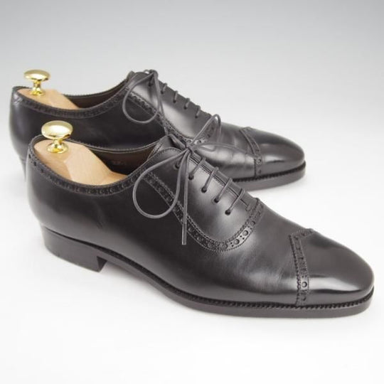 極上★銀座ヨシノヤ 23.5EE【現オーダー価格25万円〜★ドイツボックス仕様/ハンドソーンウェルテッド製法】ダイヤモンドチップ/黒★k191