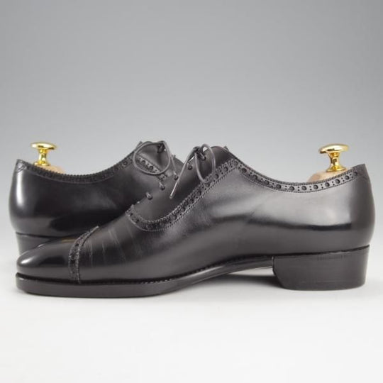 極上★銀座ヨシノヤ 23.5EE【現オーダー価格25万円〜★ドイツボックス仕様/ハンドソーンウェルテッド製法】ダイヤモンドチップ/黒★k191