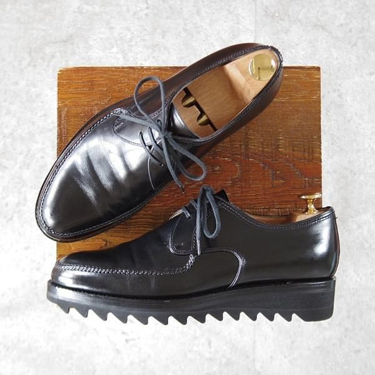 極美品★(伊)F.LLIジャコメッティ SIZE 40【定価￥115,500-★シャークソール仕様/Uチップ】FG303/ANIROU/カーフ/黒/Giacometti★k195