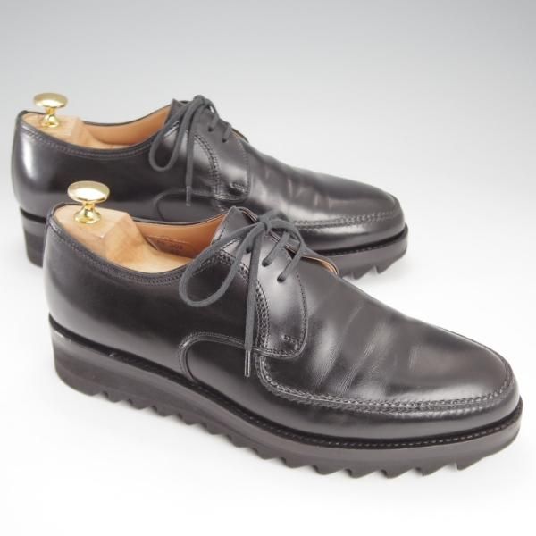 極美品★(伊)F.LLIジャコメッティ SIZE 40【定価￥115,500-★シャークソール仕様/Uチップ】FG303/ANIROU/カーフ/黒/Giacometti★k195