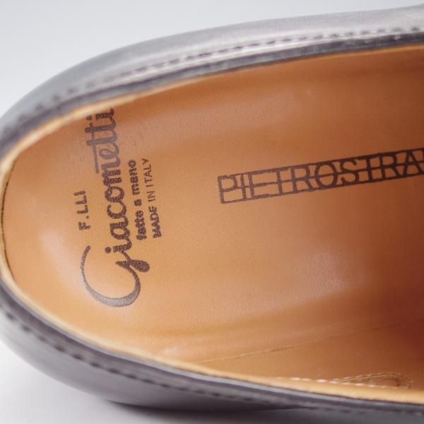 極美品★(伊)F.LLIジャコメッティ SIZE 40【定価￥115,500-★シャークソール仕様/Uチップ】FG303/ANIROU/カーフ/黒/Giacometti★k195