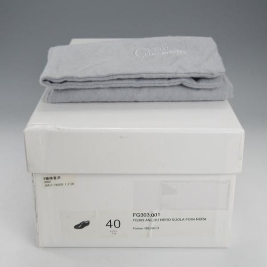 極美品★(伊)F.LLIジャコメッティ SIZE 40【定価￥115,500-★シャークソール仕様/Uチップ】FG303/ANIROU/カーフ/黒/Giacometti★k195