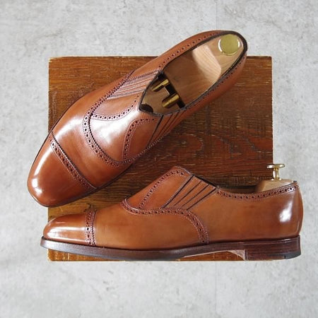 美品★エドワードグリーン 8E【モデル定価￥176,040-★KIBWORTH/606ラスト】旧ロゴ/サイドエラスティック/カーフ/茶/EDWARD GREEN★k196