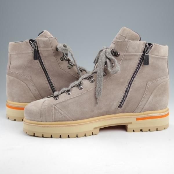 未使用★(伊)サントーニ SIZE 8【定価￥91,300-★マウンテンブーツ/灰茶】スエード/メンズ/レースアップブーツ/Santoni★k202