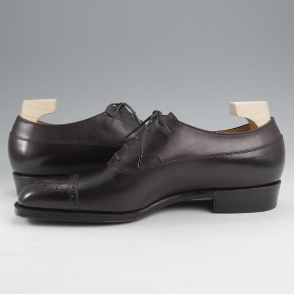 未使用★(福岡)Corno blu/コルノブルゥ UK7.5程度【現オーダー価格￥96,800〜★専用シューツリー付/セミブローグ】カーフ/黒★k209