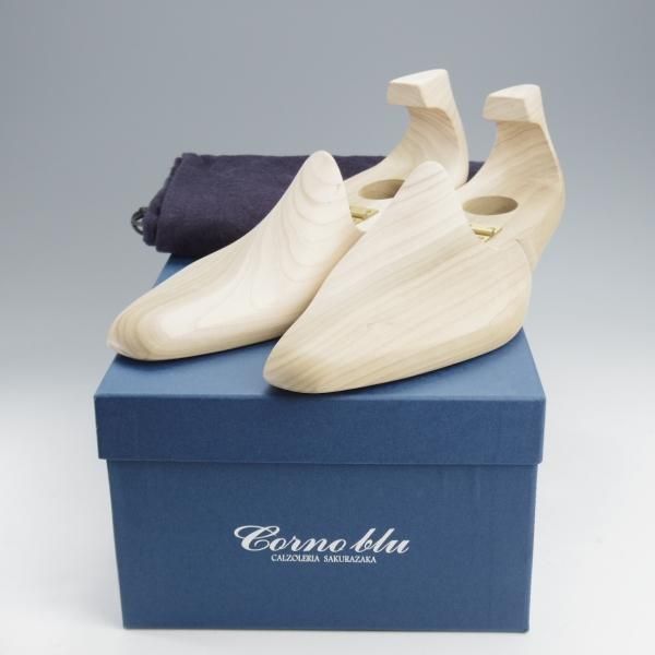 未使用★(福岡)Corno blu/コルノブルゥ UK7.5程度【現オーダー価格￥96,800〜★専用シューツリー付/セミブローグ】カーフ/黒★k209