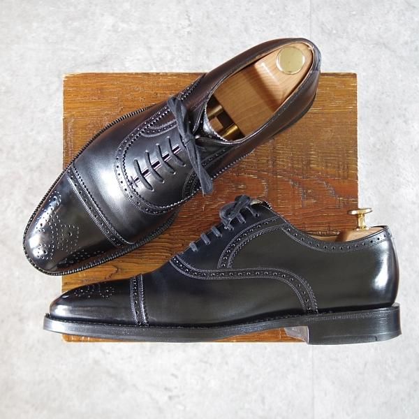 美品★チャーチ 80F/UK8【最上級★ロイヤルコレクション/002ラスト】EDWARD/4都市ロゴ/セミブローグ/カーフ/黒/メンズ/Church'★k211