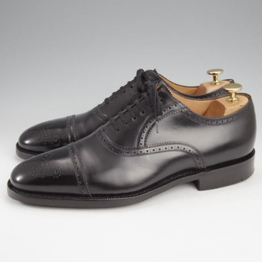 美品★チャーチ 80F/UK8【最上級★ロイヤルコレクション/002ラスト】EDWARD/4都市ロゴ/セミブローグ/カーフ/黒/メンズ/Church'★k211