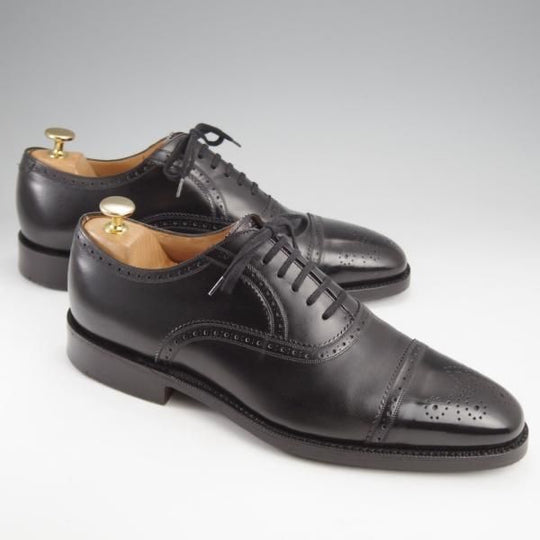 美品★チャーチ 80F/UK8【最上級★ロイヤルコレクション/002ラスト】EDWARD/4都市ロゴ/セミブローグ/カーフ/黒/メンズ/Church'★k211