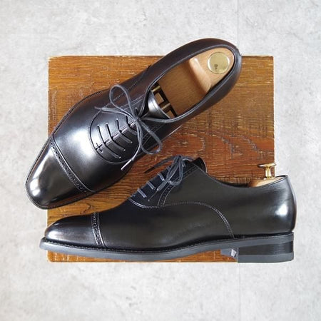 ほぼ試着程度★三陽山長 SIZE 7【定価￥80,300-★勇也/R3010ラスト】パンチドキャップトゥ/カーフ/黒/メンズ/YUYA/Sanyo Yamacho★k212